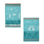 Lot de 2 torchons imprims en jacquard de coton plage farniente
