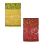 Lot de 2 torchons imprimés en jacquard de coton tarte et charlotte Lot de 2 torchons imprimés en jacquard de coton tarte et charlotte