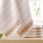 Lot de 3 essuie verres mtis liteau fleuri - blanc
