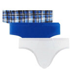 Lot de 3 slips boy bleu, imprim & rouge happy print by djemb pomm'poire - bleu en coton