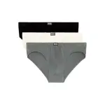 Lot de 3 slips coton noir - blanc - gris