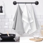 Lot de 3 torchons coton today essential ray�, acier