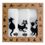 Lot de 3 torchons dubout les chats brodé blanc 40 x 60 Lot de 3 torchons dubout les chats brodé blanc 40 x 60