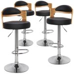 Lot de 4 chaises de bar ruben chne clair et simili noir