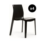 Lot de 4 chaises design anthracite laque lady