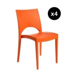 Lot de 4 chaises design orange venise Lot de 4 chaises design orange venise