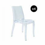 Lot de 4 chaises design transparente athenes