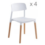 Lot de 4 chaises scandinaves blanches