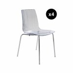 Lot de 4 chaises transparente grise olympie