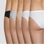 Lot de 5 culottes noire, beige, blanche et grise - les pockets dim en coton