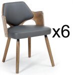 Lot de 6 chaises scandinaves dima bois vintage gris