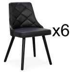 Lot de 6 chaises scandinaves lalix bois noir et simili noir