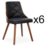 Lot de 6 chaises scandinaves lalix bois noisette et noir