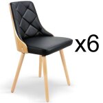 Lot de 6 chaises scandinaves lalix chne clair et noir