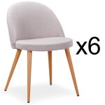 Lot de 6 chaises scandinaves maury tissu gris clair