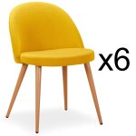 Lot de 6 chaises scandinaves maury tissu jaune