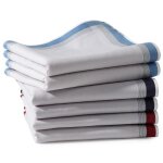 Lot de 6 mouchoirs tissu en coton edouard7 jumel bande encadr�e