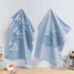 Lot de 6 torchons sakurator bleu en coton