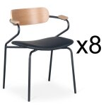 Lot de 8 chaises design paradox bois et simili noir