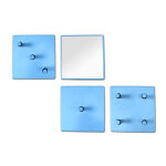 Lot de patres murales mtal poxy bleu et miroir