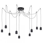 Lustre 9 branches en mtal noir jason