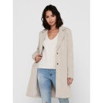 Manteau col  revers long gris beige en coton