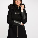 Manteau droit zipp  capuche noir