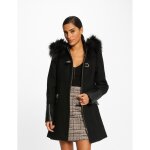 Manteau droit zippé à capuche noir Manteau droit zippé à capuche noir