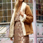 Manteau effet peau laine noelia camel