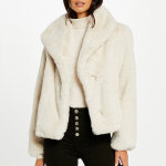 Manteau en fausse fourrure ivoire