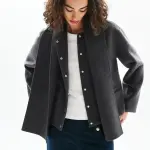 Manteau femme gris en laine