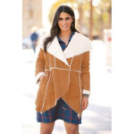 Manteau intrieur fourrure synthtique bas en pointes grandes tailles femme - camel beige