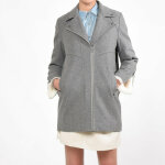 Manteau lain forme boule femme cazal kaporal ; - gris en laine