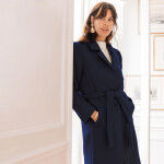 Manteau long maxi bleu marine
