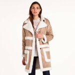 Manteau peau laine femme 3 suisses collection - blanc beige en laine
