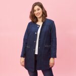Manteau  pressions poches zippes et col rond grandes tailles femme - bleu marine