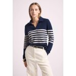 Mariniere col polo cotes bianca en cachemire bleu marine et blanc
