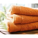 Drap de bain uni en micro - coton 600 gr / m - paprika orange