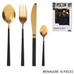 Menagere 16 pieces gold manche noir itoje