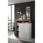 Meuble bar 2 portes blanc lacqué brillant bois mercure Meuble bar 2 portes blanc lacqué brillant bois mercure