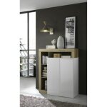 Meuble bar 2 portes blanc lacqué brillant chene cadiz Meuble bar 2 portes blanc lacqué brillant chene cadiz