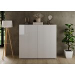 Meuble de rangement 2 portes rio blanc laqu brillant