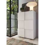Meuble de rangement damano 2 portes laqu blanc brillant 4 tageres l78xh 116 cm