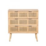 Meuble de rangement scandinave 3 tiroirs cannage en bois manilla Meuble de rangement scandinave 3 tiroirs cannage en bois manilla
