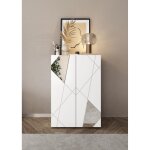 Meuble de rangement villaricca 2 portes blanc serigraphie miroir