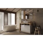 Meuble salle de bain ancona sur pieds 2 tiroirs 3 niches vasque à poser Meuble salle de bain ancona sur pieds 2 tiroirs 3 niches vasque à poser
