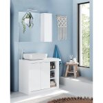 Meuble salle de bain bari sur pieds 2 portes 3 niches vasque à poser Meuble salle de bain bari sur pieds 2 portes 3 niches vasque à poser
