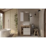 Meuble salle de bain sur pieds ancona 2 tiroirs 3 niches avec vasque à poser 78 cm Meuble salle de bain sur pieds ancona 2 tiroirs 3 niches avec vasque à poser 78 cm
