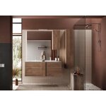 Meuble salle de bain suspendu 2 tiroirs et double vasque integre en cramique