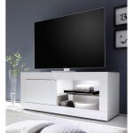 Meuble tv 1 porte basic laqu blanc brillant